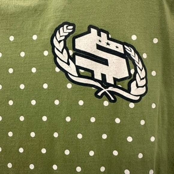 Shmack Men's XL T-Shirt Vintage Y2K Green Polka Dots Front and Back Logo Urban - Picture 8 of 9